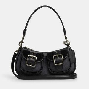 NWT COACH CY658 Ashton Baguette – Signature Canvas/Leather/Shearling